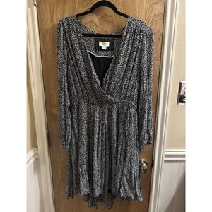 Maeve by Anthropologie Black White Carolyn Leopard Print Mini Dress Plus Size 1X